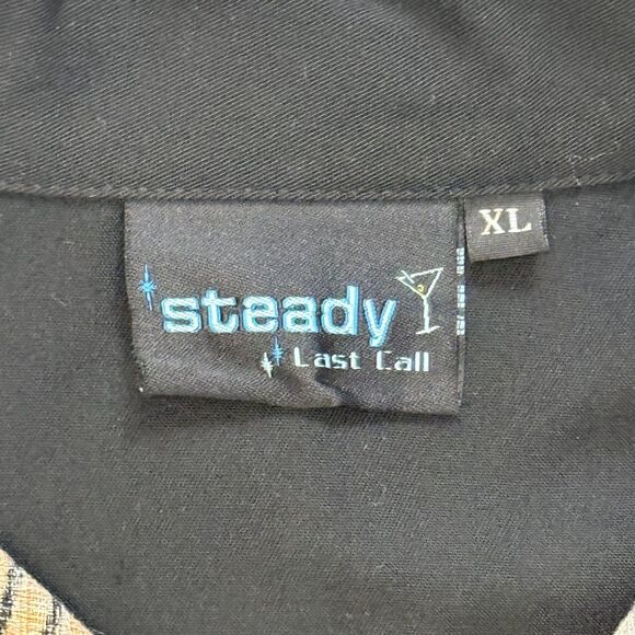 Vintage Steady Last Call Shirt Men XL Black Martini Bowling Rockabilly Retro USA - Picture 2 of 9